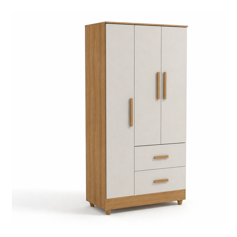 Guarda Roupa Slim 3 Portas 2 Gavetas Cinamomo Off White Formimóveis