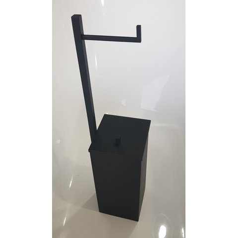 Papeleira de piso com lixeira acoplada Black Matte Linha Quadrada
