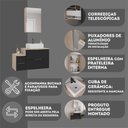 Ver imagem 6 de Conjunto Gabinete Banheiro Nivus 80cm (armário + Cuba + Espelheira) Madeirado / Preto