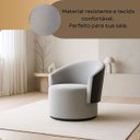 Ver imagem 7 de Poltrona Liz Orgânica Redonda para Sala Elegante Bouclé Cinza e Corino Preto