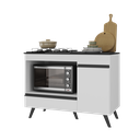 Ver imagem 2 de Balcão para Cooktop e Forno 105cm 1 Porta 1 Gaveta Veneza Multimóveis Mp2258 - Branco/preto