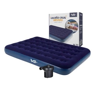 Colchão Casal Inflável + Bomba de Ar Elétrica 220v VG Plus