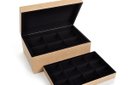 Ver imagem 2 de Porta Joia e Biju Colonial 2 Bandejas Flocado em Preto. Josely Flocados