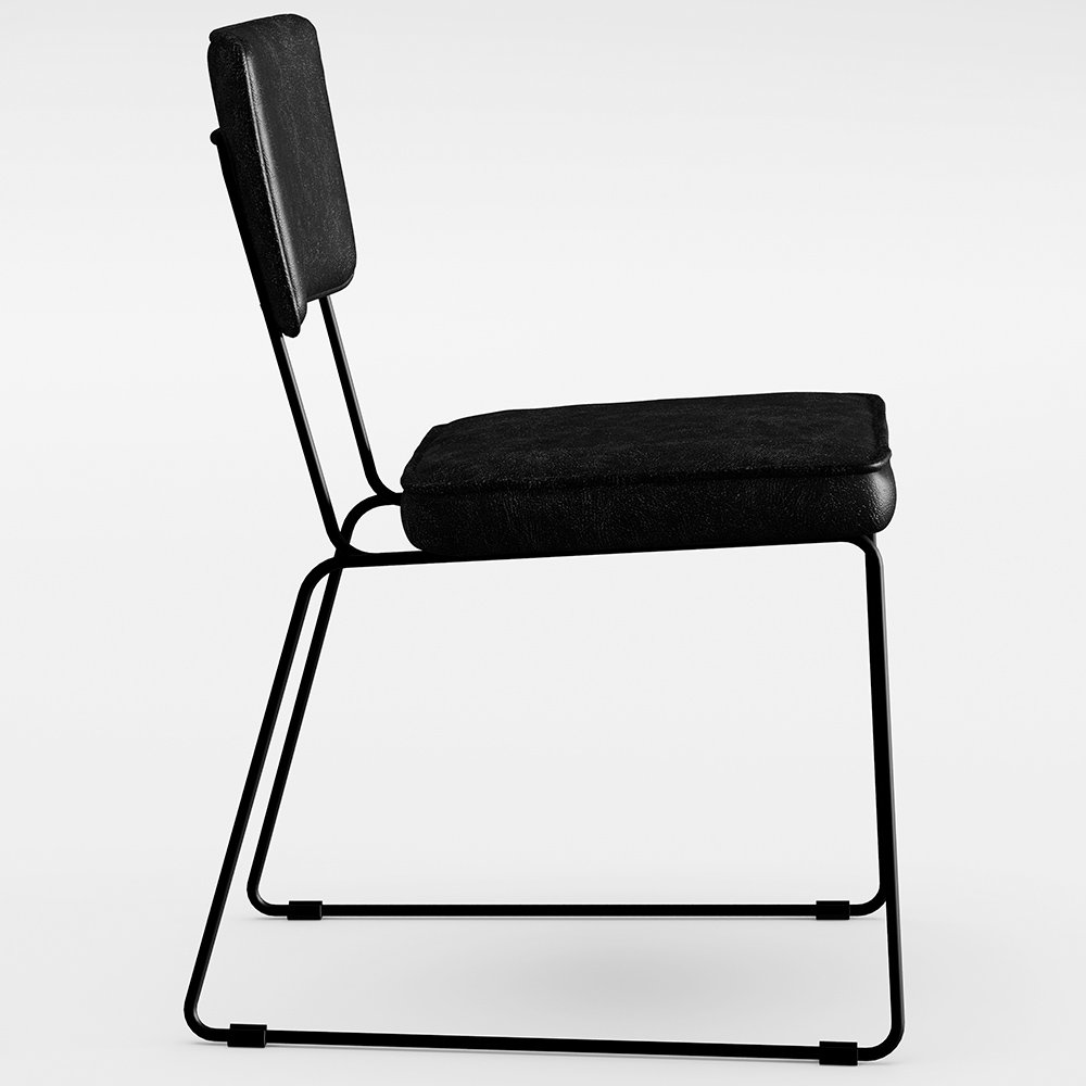 Cadeira Decorativa Estofada Para Sala De Jantar Base Em Aço Allana L02 Couríssimo Preto - Lyam - 7