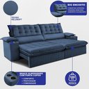 Ver imagem 2 de Sofá Retrátil e Reclinável 2,40m Molas Ensacadas Dream Velusoft Azul Cama Inbox