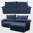 Ver imagem 7 de Sofá Retrátil e Reclinável 2,40m Molas Ensacadas Dream Velusoft Azul Cama Inbox