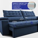 Ver imagem 4 de Sofá Retrátil e Reclinável 2,40m Molas Ensacadas Dream Velusoft Azul Cama Inbox