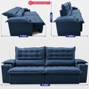 Ver imagem 3 de Sofá Retrátil e Reclinável 2,40m Molas Ensacadas Dream Velusoft Azul Cama Inbox