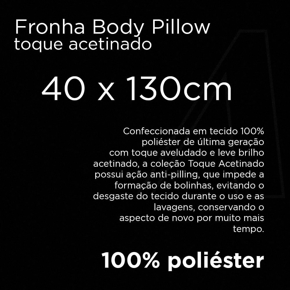 Fronha para Body Pillow Toque Acetinado 40x130cm Azul Dimensão - 3