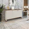 Buffet Aparador com 3 Portas e Prateleiras Internas Berlin - Vianossa: Off White/naturale - 2