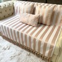 Ver imagem 2 de Kit Manta Listrada, 2 Capas de Almofadas e 1 Almofada Retangular Bege Cobre 45cmx45cm