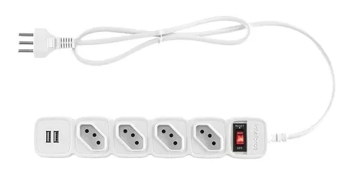 Protetor Eletrônico e Filtro de Linha Com 4 Tomadas E 2 Usb Epe 204 U Branco Intelbras - 5