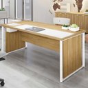 Ver imagem 1 de Mesa Executiva para Escritório Diretor com Caixa de Tomadas Porta Objetos 200cm Corporate Macadâmia e Branco Marrom