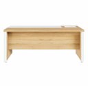 Ver imagem 5 de Mesa Executiva para Escritório Diretor com Caixa de Tomadas Porta Objetos 200cm Corporate Macadâmia e Branco Marrom