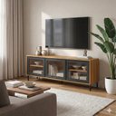 Ver imagem 1 de Rack para TV até 55 Polegadas 136cm 3 Portas de Vidro e 2 Prateleiras BR149