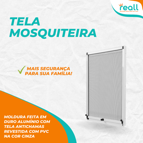 Tela Mosquiteira em Alumínio - Altura Regulável - Branco- Kit c/ 2 pçs
