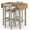 Mesa Alta Extensível e 2 Banquetas de Madeira Maciça Cinza Lavado - 1