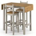 Ver imagem 1 de Mesa Alta Extensível e 2 Banquetas de Madeira Maciça Cinza Lavado