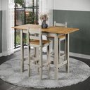 Ver imagem 2 de Mesa Alta Extensível e 2 Banquetas de Madeira Maciça Cinza Lavado