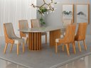 Ver imagem 1 de Conjunto Jantar 6 Cadeiras Maciça 2x1 Pilar Vd- Arbo Design Cinamomo Off White Linho Bege