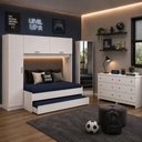 Ver imagem 1 de Quarto Infantil Modulado Bicama com Guarda-Roupa/Cômoda/Sapateira/Espelhos Pulse Multimóveis