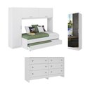 Ver imagem 2 de Quarto Infantil Modulado Bicama com Guarda-Roupa/Cômoda/Sapateira/Espelhos Pulse Multimóveis