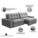 Ver imagem 3 de Sofá Retrátil Reclinável 3 Lugares 250cm Argon F05 Veludo Prata - Mpozenato