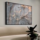 Ver imagem 1 de Quadro Decorativo Abstrato Mármore Cinza Perolado em Moldura Caixa Tacolado Moldura Trad 1cm Preta C