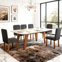 Ver imagem 1 de Sala de Jantar 180x90 Mavie Vidro Off Cad. Ayla Vel. Chumbo
