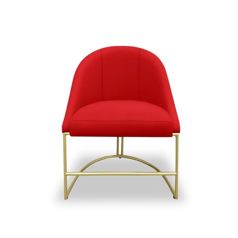Banqueta Poltrona Lua Penteadeira e Salão com Base Metálica:vermelho