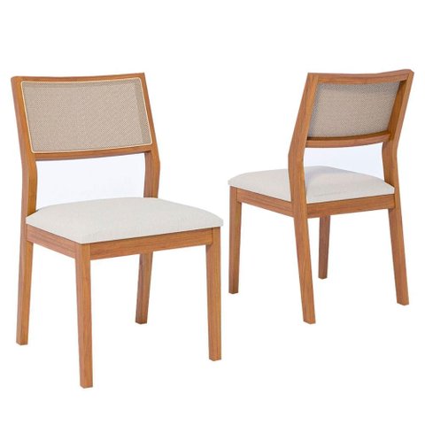 Conjunto 2 Cadeiras de Madeira para Sala de Jantar Oiti Cimol Madeira/linho Cru