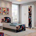Ver imagem 2 de Guarda Roupa Infantil 3 Portas 2 Gavetas e Mini Cama Infantil 153x79 MDF Decmade