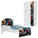 Ver imagem 1 de Guarda Roupa Infantil 3 Portas 2 Gavetas e Mini Cama Infantil 153x79 MDF Decmade
