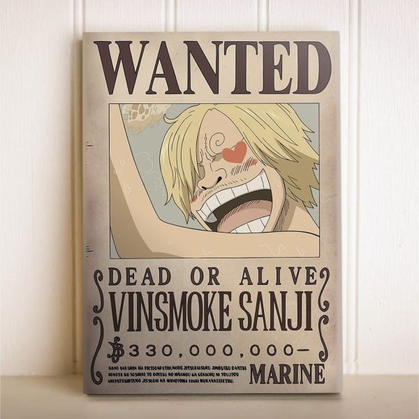 Placa Decorativa Anime One Piece Wanted Vinsmoke Sanji - 1