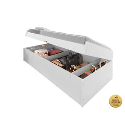 Cama Solteiro com Bau Interno Embutido Pratica Reforçada Camila Mdf/mpd Framar Branca - 4