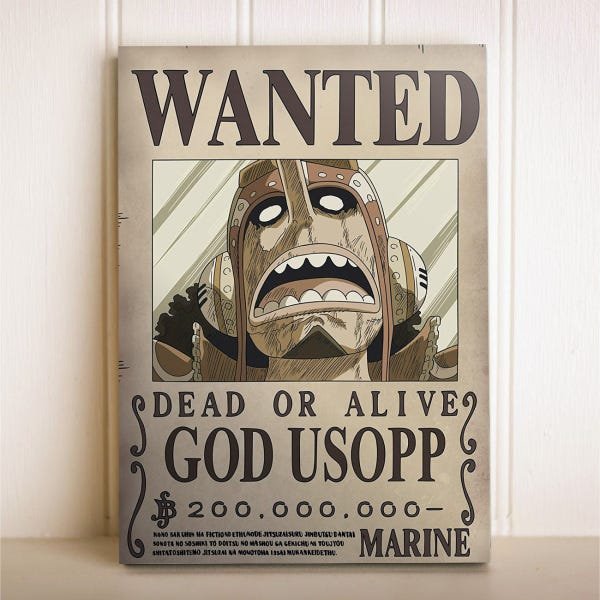 Placa Decorativa Anime One Piece Wanted God Usopp