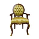 Ver imagem 1 de Cadeira de Braço Medalhão Clássico Tecido Damasco Luxuoso
