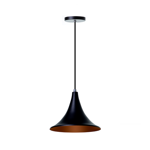 Lustre Pendente Mesa Balcão Chapéu Chinês 23cm Alumínio Cor: Preto