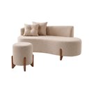 Ver imagem 2 de Conjunto Sofá Curvo Orgânico + 01 Puff Luna Boucle Bege - Montanaris Decor