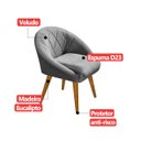 Ver imagem 4 de Kit 6 Poltrona Sala Decorativa Louis Veludo Cinza Pés Palito Castanho