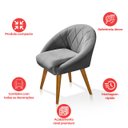 Ver imagem 3 de Kit 6 Poltrona Sala Decorativa Louis Veludo Cinza Pés Palito Castanho