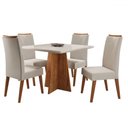 Ver imagem 1 de Mesa de Jantar 4 Lugares Venice com Vidro Mel/bege/off White - Viero Móveis