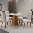 Ver imagem 2 de Mesa de Jantar 4 Lugares Venice com Vidro Mel/bege/off White - Viero Móveis