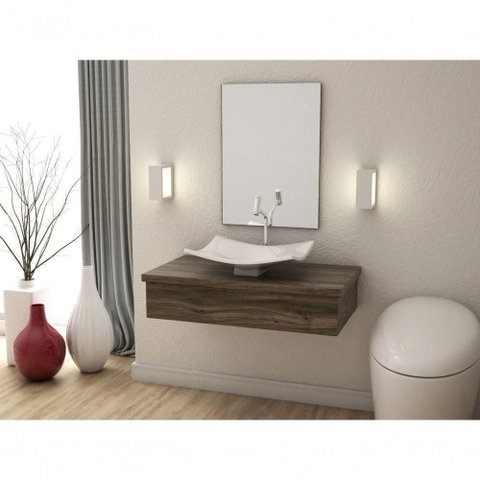 Conjunto Bancada C-cuba F44 e Espelheira Metrópole 801 Carvalho Carvalho Dark