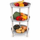 Ver imagem 1 de Fruteira Redonda 3 Andares Plastica Multiuso Organizador Cozinha Porta Legumes Cesto Frutas Cinza