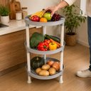 Ver imagem 7 de Fruteira Redonda 3 Andares Plastica Multiuso Organizador Cozinha Porta Legumes Cesto Frutas Cinza