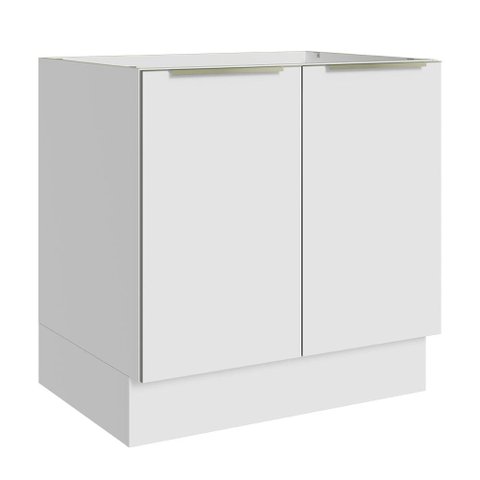 Balcão Madesa Lux 80 cm 2 Portas (Sem Tampo) Branco/Branco Veludo