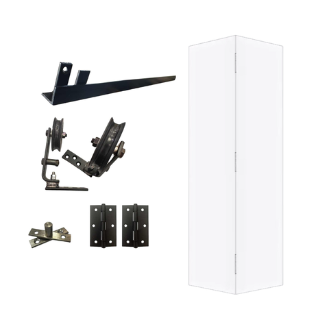 Kit Porta Camarão 0,80x2,10m Primer Branco + Kit Celeiro Camarão Cantoneira Preto