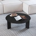 Ver imagem 1 de Mesa de Centro Redonda Orgânica Chanfrada Artesano 80 Cm (larg) Mdp Nero (preto) Pés Madeira Maci