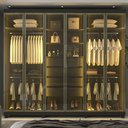 Ver imagem 6 de Guarda-Roupa Casal Valenza 6 Portas 100% MDF com LED e Vidro Grafite - Pnr Móveis